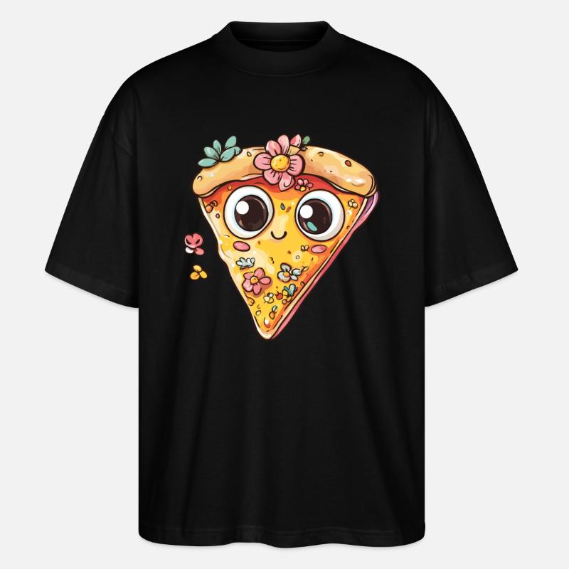 Pizzastück mit Blüten - Stanley/Stella Oversized Unisex Bio T-Shirt Blaster 2.0 - Schwarz