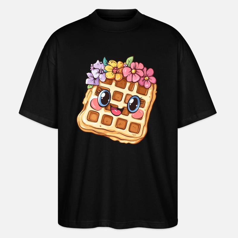 Waffle with flowers - Stanley/Stella Oversized Unisex Organic T-shirt Blaster 2.0 - black