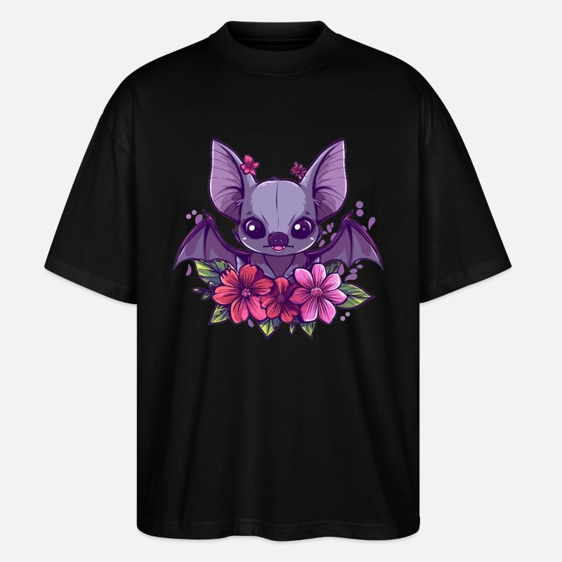 Blumenfledermaus mit Charme - Stanley/Stella Oversized Unisex Bio T-Shirt Blaster 2.0 - Schwarz