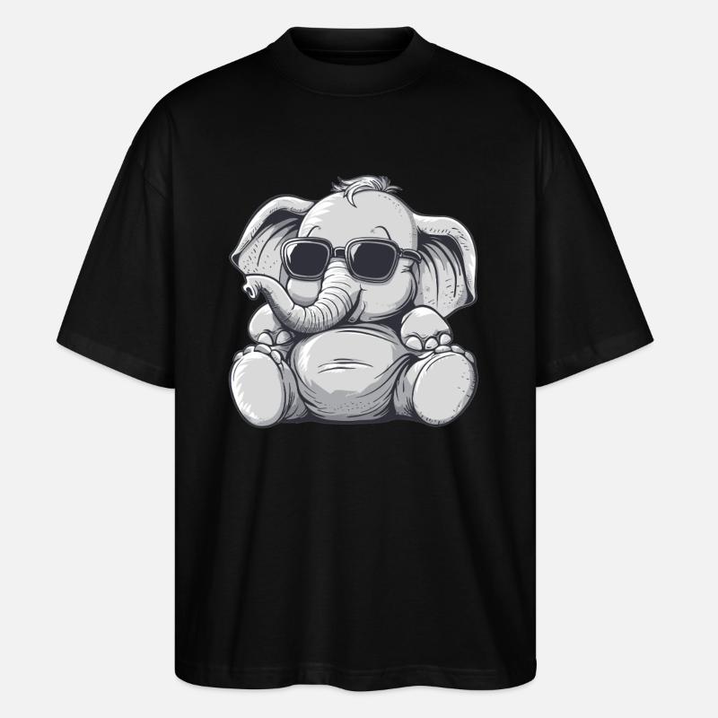 Cooler Elefant mit Sonnenbrille - Stanley/Stella Oversized Unisex Bio T-Shirt Blaster 2.0 - Schwarz