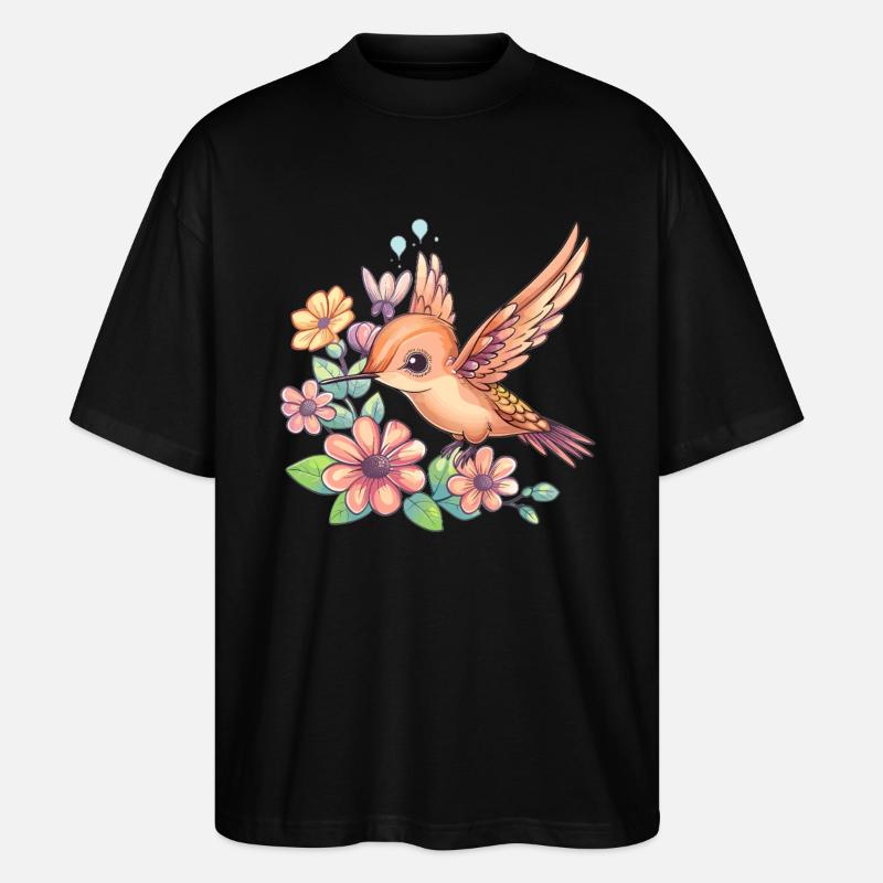 Colibri entre les fleurs - T-shirt bio Blaster 2.0 coupe oversize Stanley/Stella Unisexe - noir