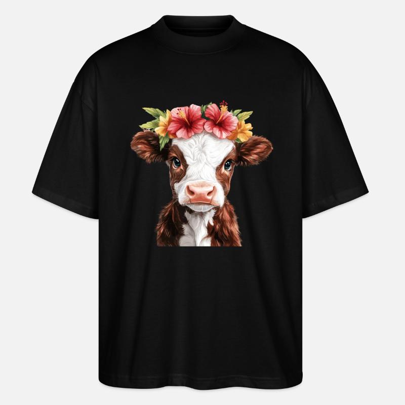 Blumenkalb mit Krone - Stanley/Stella Oversized Unisex Bio T-Shirt Blaster 2.0 - Schwarz