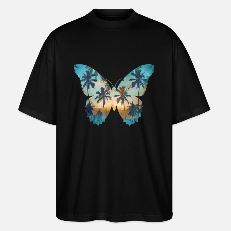 Papillon Palmier Aile - T-shirt bio Blaster 2.0 coupe oversize Stanley/Stella Unisexe - noir