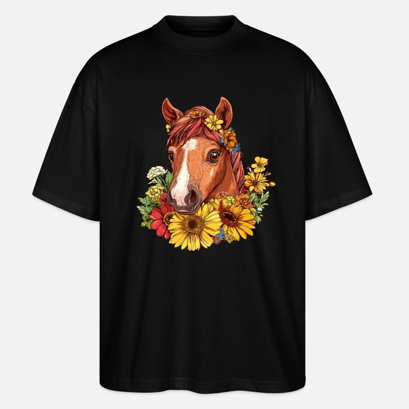 Cheval en couronne d’été - T-shirt bio Blaster 2.0 coupe oversize Stanley/Stella Unisexe - noir