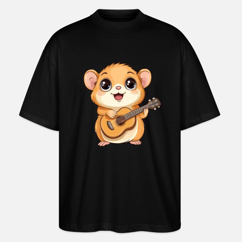 Hamster avec guitare - T-shirt bio Blaster 2.0 coupe oversize Stanley/Stella Unisexe - noir