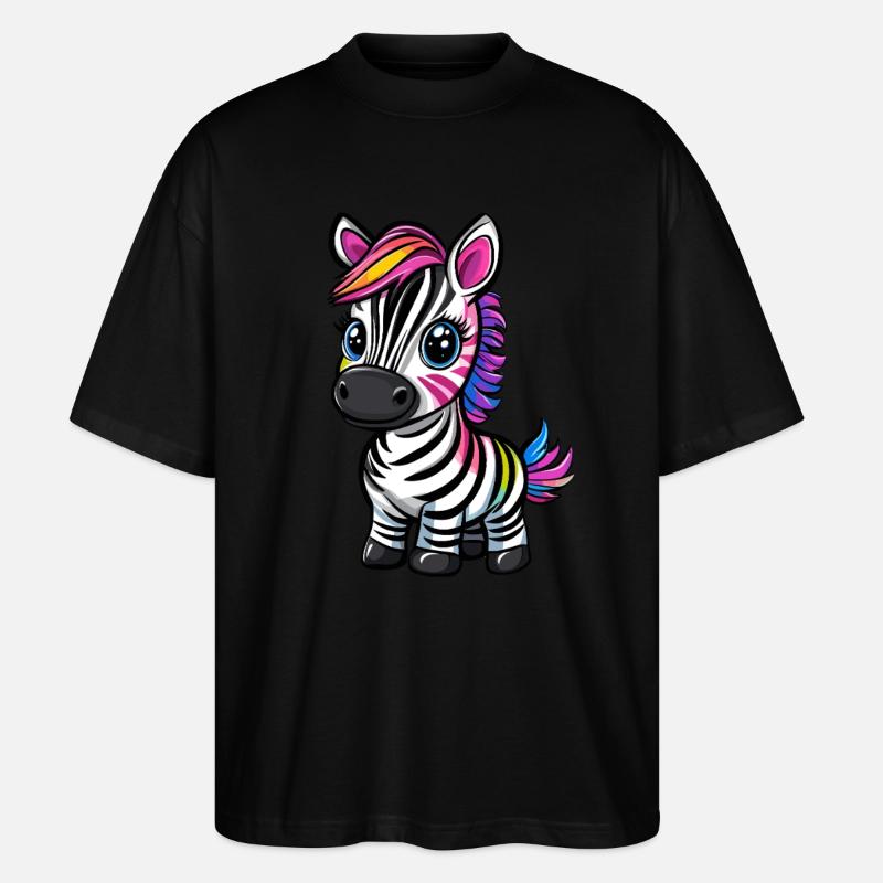 Bunt gestreiftes Zebra - Stanley/Stella Oversized Unisex Bio T-Shirt Blaster 2.0 - Schwarz