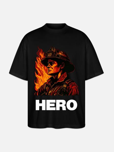 Feuerwehr Hero / Held - Stanley/Stella Oversized Unisex Bio T-Shirt Blaster 2.0 - Schwarz