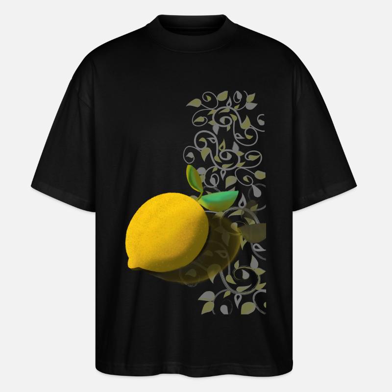 Lemon and Delicate Tendrils - Stanley/Stella Oversized Unisex Organic T-shirt Blaster 2.0 - black