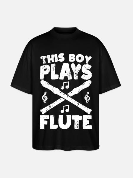 This boy plays the flute - Stanley/Stella Oversized Unisex Organic T-shirt Blaster 2.0 - black
