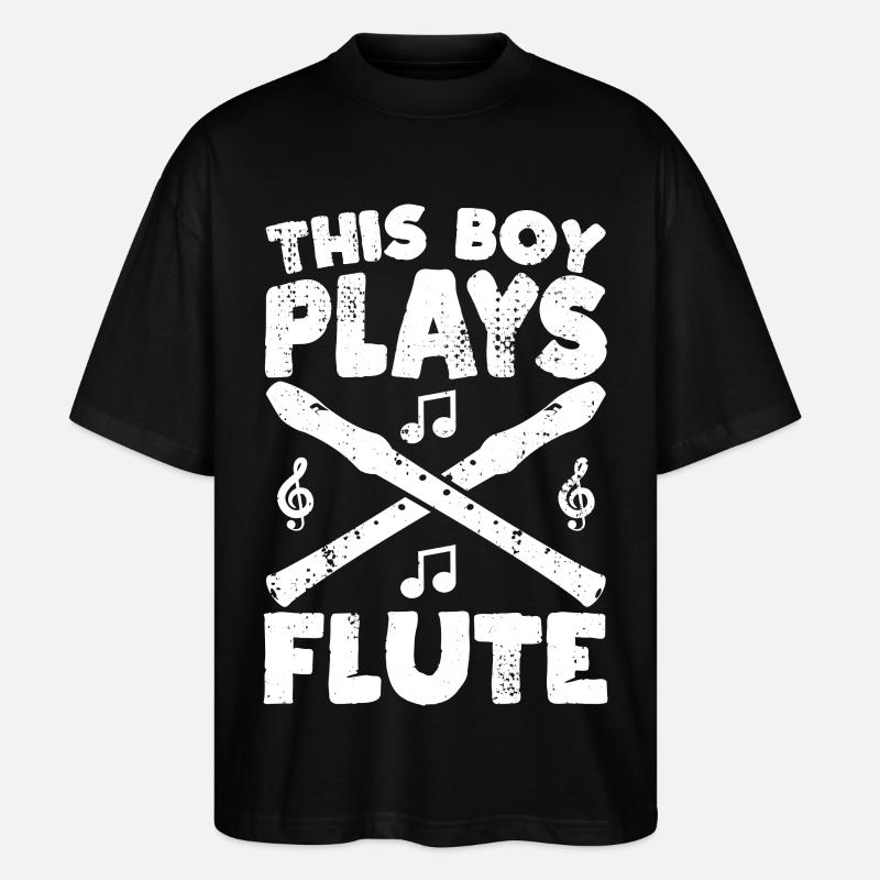 Dieser Junge spielt Flöte - Stanley/Stella Oversized Unisex Bio T-Shirt Blaster 2.0 - Schwarz