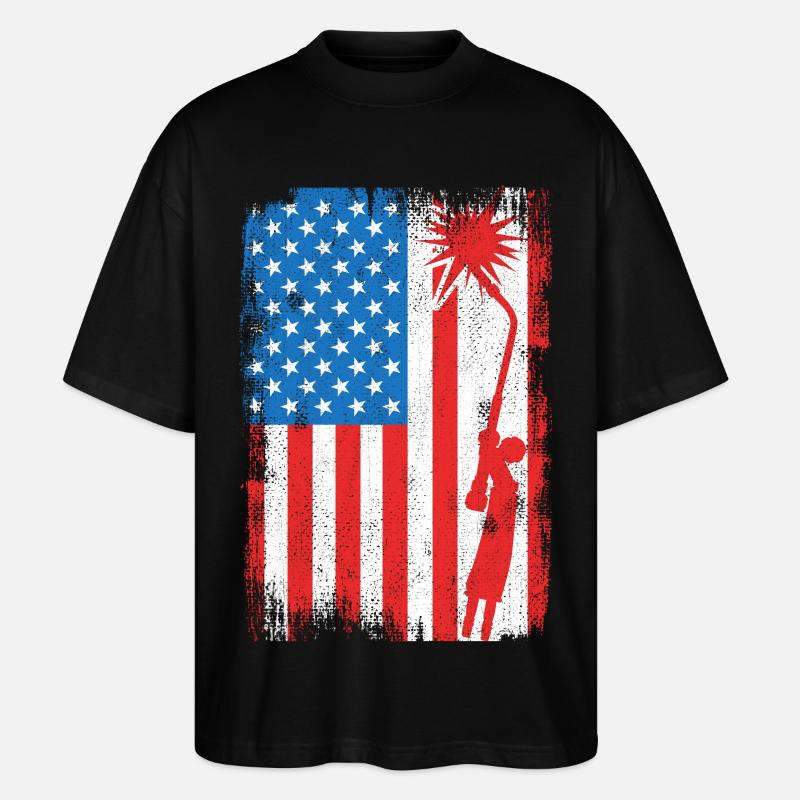 Drapeau de soudage des États-Unis - T-shirt bio Blaster 2.0 coupe oversize Stanley/Stella Unisexe - noir