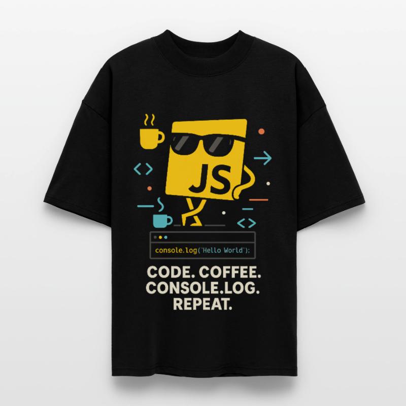 Code Coffee Console.log Repeat JavaScript Program Stanley/Stella Oversized Unisex Organic T-shirt Blaster 2.0