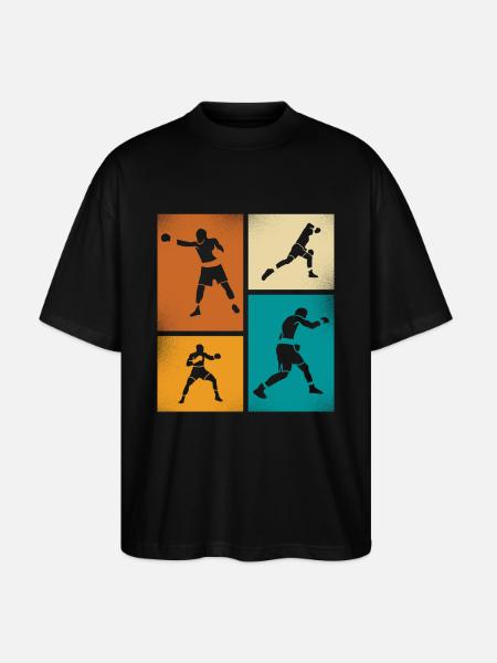 Retro Boxing Silhouette Art - Stanley/Stella Oversized Unisex Organic T-shirt Blaster 2.0 - black
