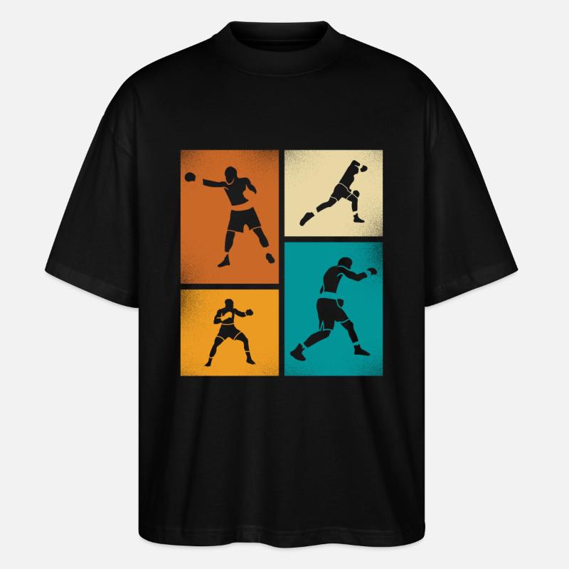 Retro Boxen Silhouette Kunst - Stanley/Stella Oversized Unisex Bio T-Shirt Blaster 2.0 - Schwarz