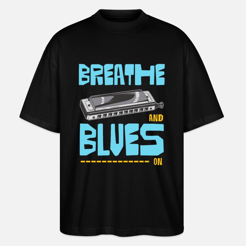Blues On Mundharmonika - Stanley/Stella Oversized Unisex Bio T-Shirt Blaster 2.0 - Schwarz