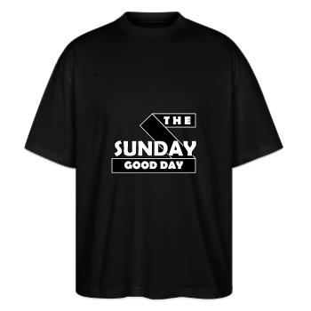 For sunday party time . - Stanley/Stella Oversized Unisex Bio T-Shirt Blaster 2.0 - Schwarz - Vorne - Alina (178cm) & Michal (187cm)
