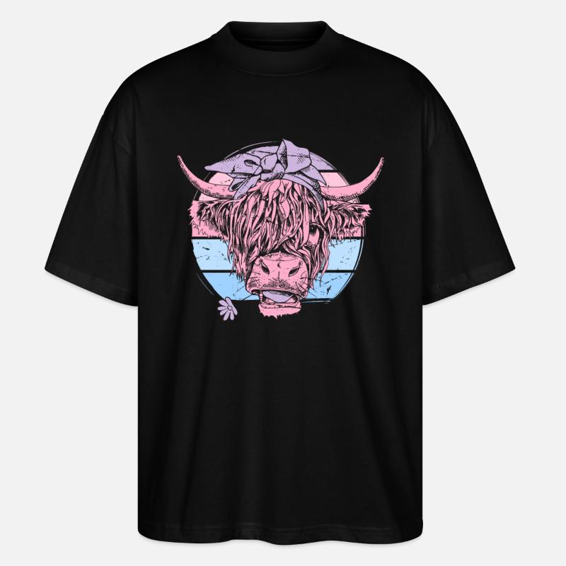 Highland écossais Highland Cattle Highland - T-shirt bio Blaster 2.0 coupe oversize Stanley/Stella Unisexe - noir
