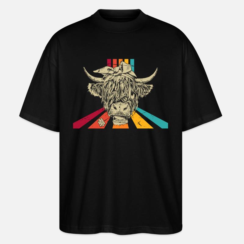 Highland écossais Highland Cattle Highland - T-shirt bio Blaster 2.0 coupe oversize Stanley/Stella Unisexe - noir