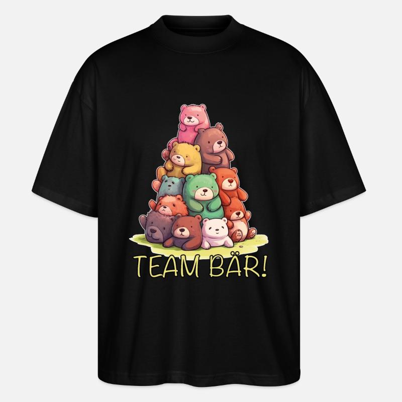 Team Bär Teddybär - Stanley/Stella Oversized Unisex Bio T-Shirt Blaster 2.0 - Schwarz