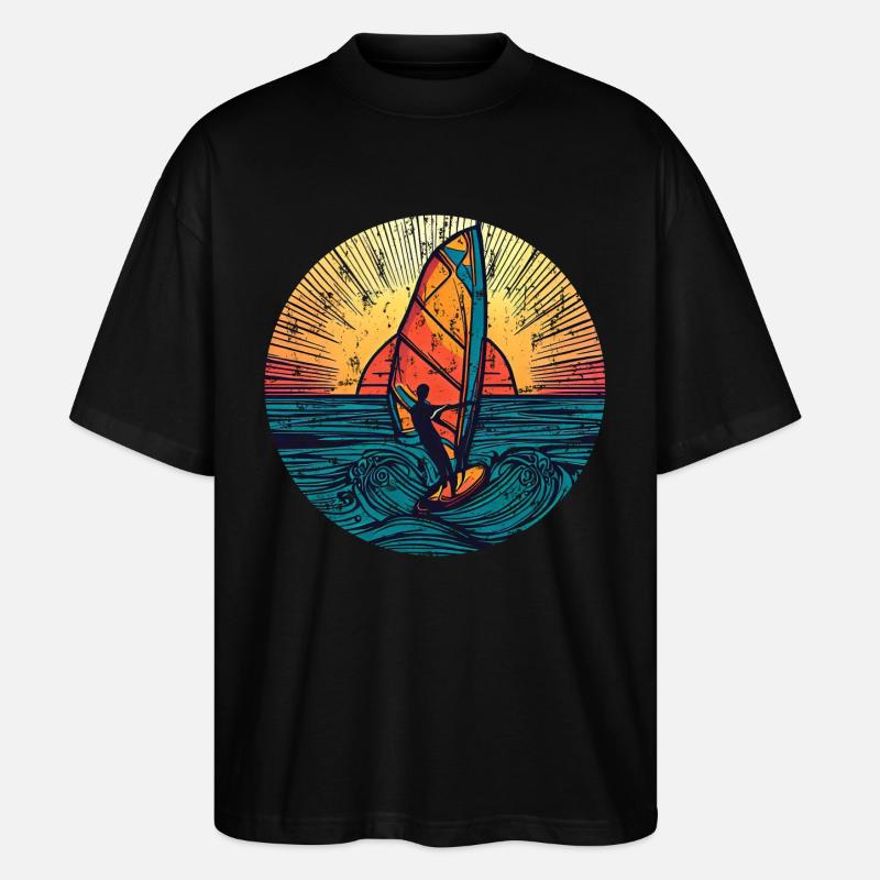 windsurfer surfer sunset - Stanley/Stella Oversized Unisex Bio T-Shirt Blaster 2.0 - Schwarz