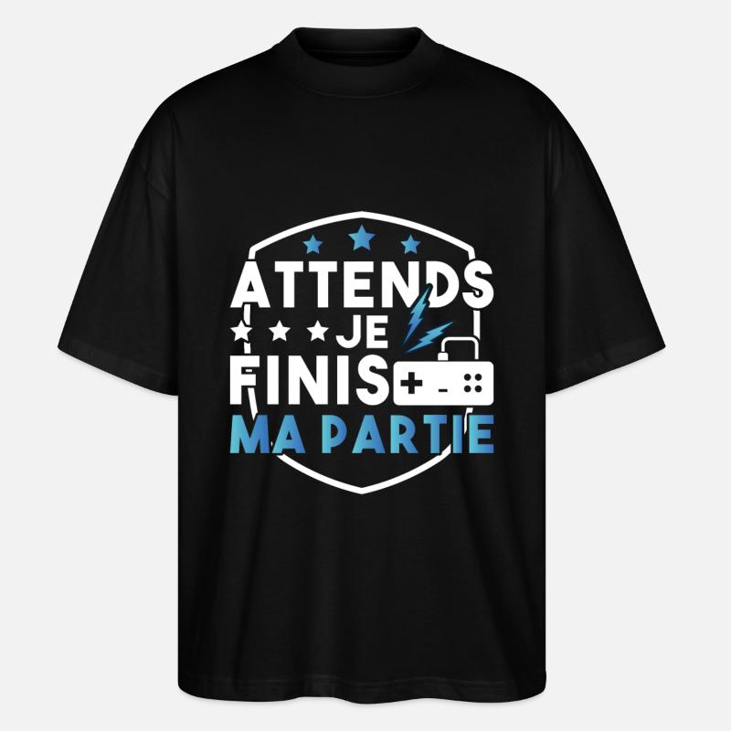 Attends Je Finis Ma Partie - T-shirt bio Blaster 2.0 coupe oversize Stanley/Stella Unisexe - noir