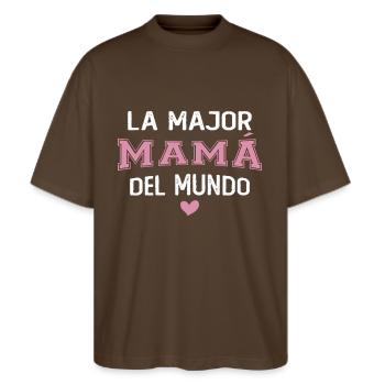 The best mom in the world Mother's Day - Stanley/Stella Oversized Unisex Organic T-shirt Blaster 2.0 - mocha - Front - Alina (178cm) & Michal (187cm)