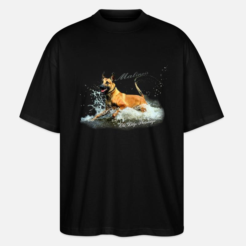 Malinois-Wasserratte - Stanley/Stella Oversized Unisex Bio T-Shirt Blaster 2.0 - Schwarz