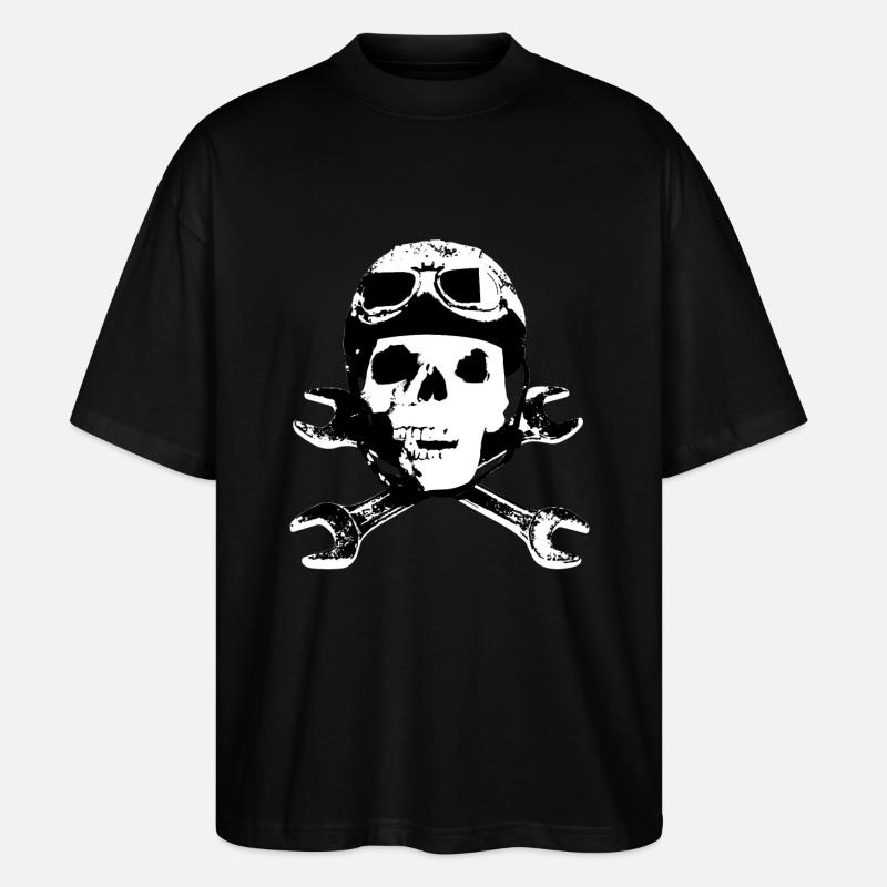 biker_skull_b_sw - Stanley/Stella Oversized Unisex Organic T-shirt Blaster 2.0 - black