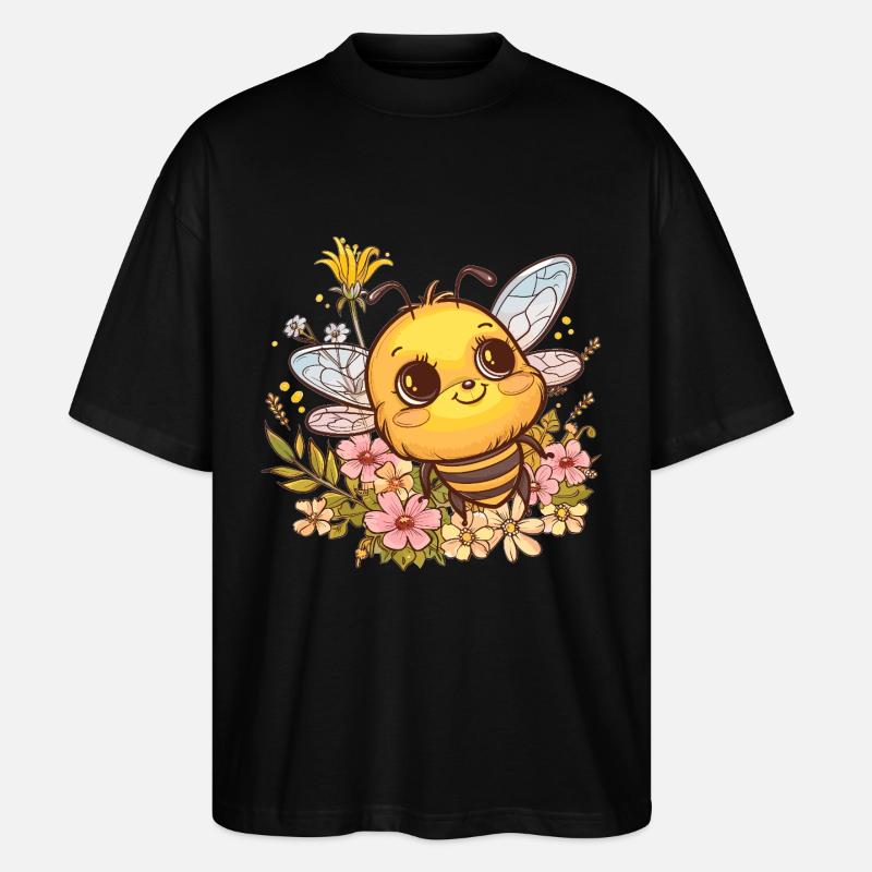 Honigbiene mit Blumenkranz - Stanley/Stella Oversized Unisex Bio T-Shirt Blaster 2.0 - Schwarz