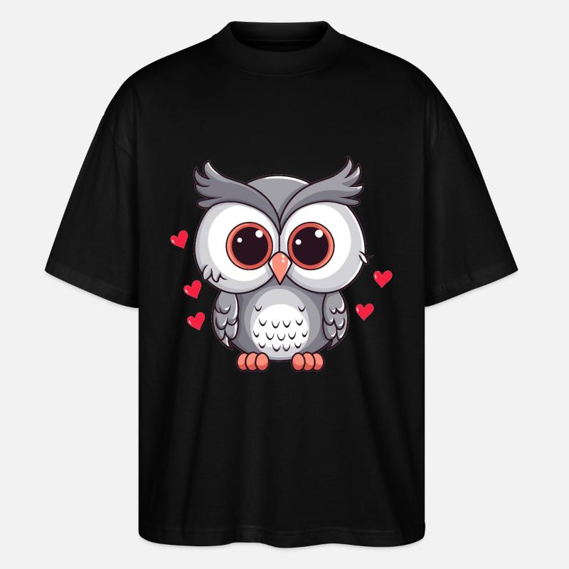 Verliebte Eule mit Herzchen - Stanley/Stella Oversized Unisex Bio T-Shirt Blaster 2.0 - Schwarz