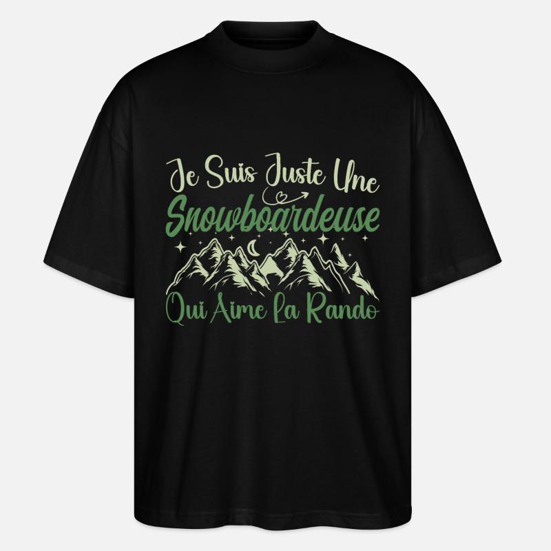 Snowboardeuse aventurier passionnée de Randonnée - T-shirt bio Blaster 2.0 coupe oversize Stanley/Stella Unisexe - noir