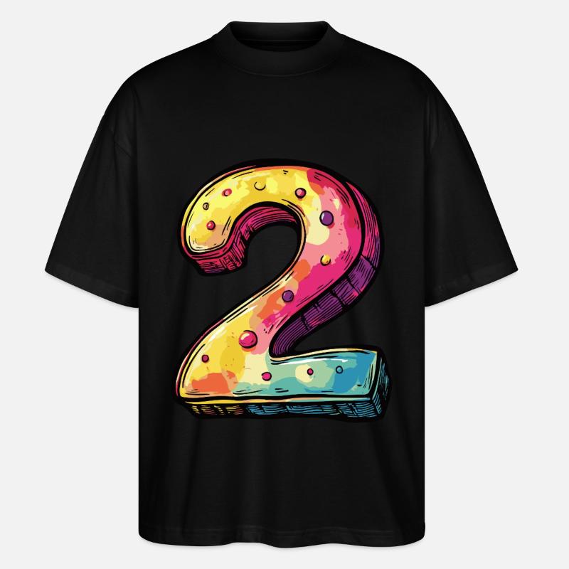 2 Zahl Bunt - Stanley/Stella Oversized Unisex Bio T-Shirt Blaster 2.0 - Schwarz