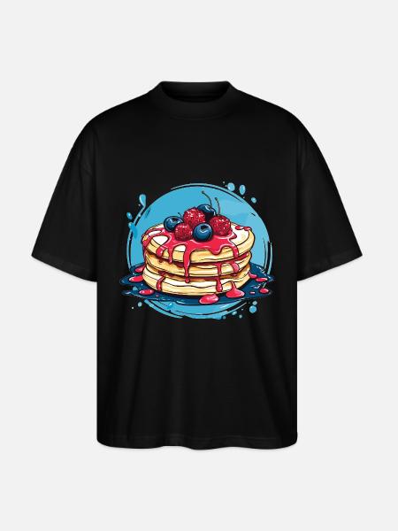Pancakes with berries - Stanley/Stella Oversized Unisex Organic T-shirt Blaster 2.0 - black