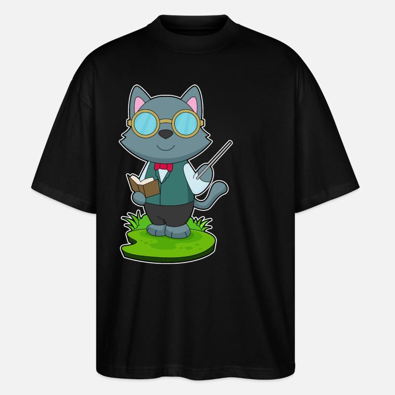 Cat Teacher Pointer - Stanley/Stella Oversized Unisex Organic T-shirt Blaster 2.0 - black