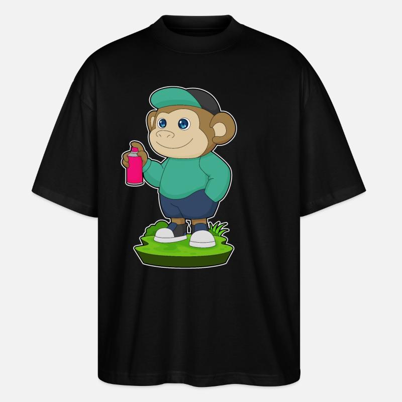 Monkey Painter Spray - Stanley/Stella Oversized Unisex Organic T-shirt Blaster 2.0 - black