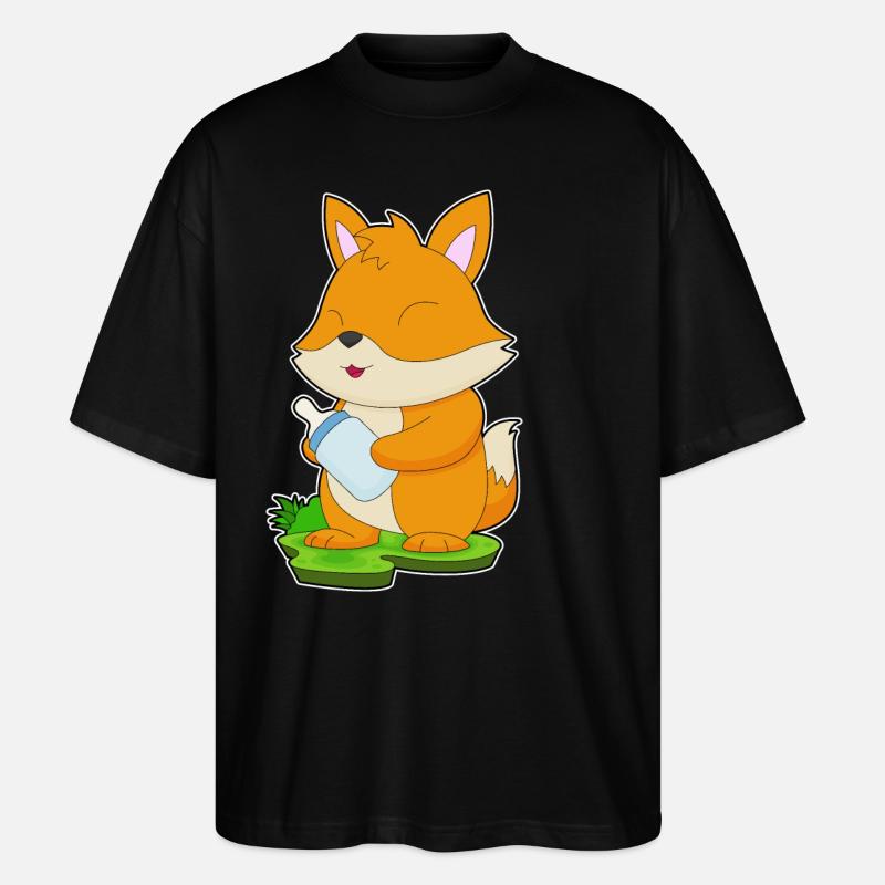 Fox Baby Bottle - Stanley/Stella Oversized Unisex Organic T-shirt Blaster 2.0 - black