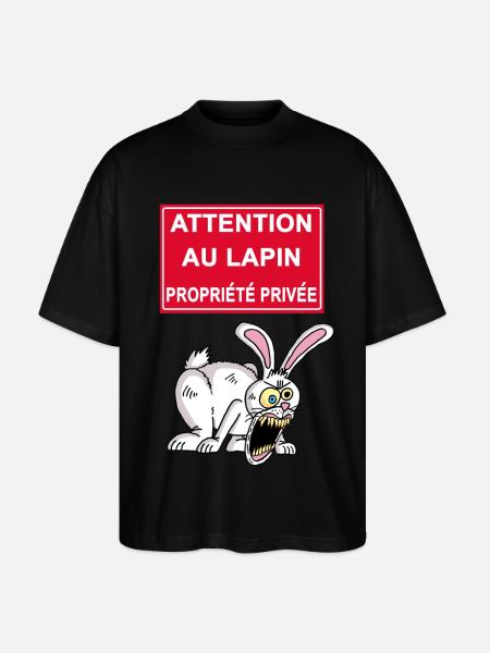 Attention au lapin blanc - T-shirt bio Blaster 2.0 coupe oversize Stanley/Stella Unisexe - noir