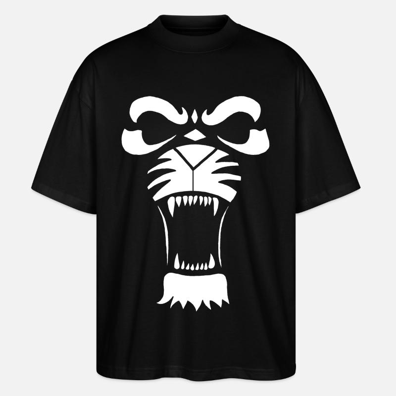 Lion ou tigre prédateur (blanc) - T-shirt bio Blaster 2.0 coupe oversize Stanley/Stella Unisexe - noir