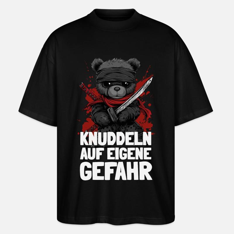 Ninja Teddy mit frechem Spruch - Stanley/Stella Oversized Unisex Bio T-Shirt Blaster 2.0 - Schwarz