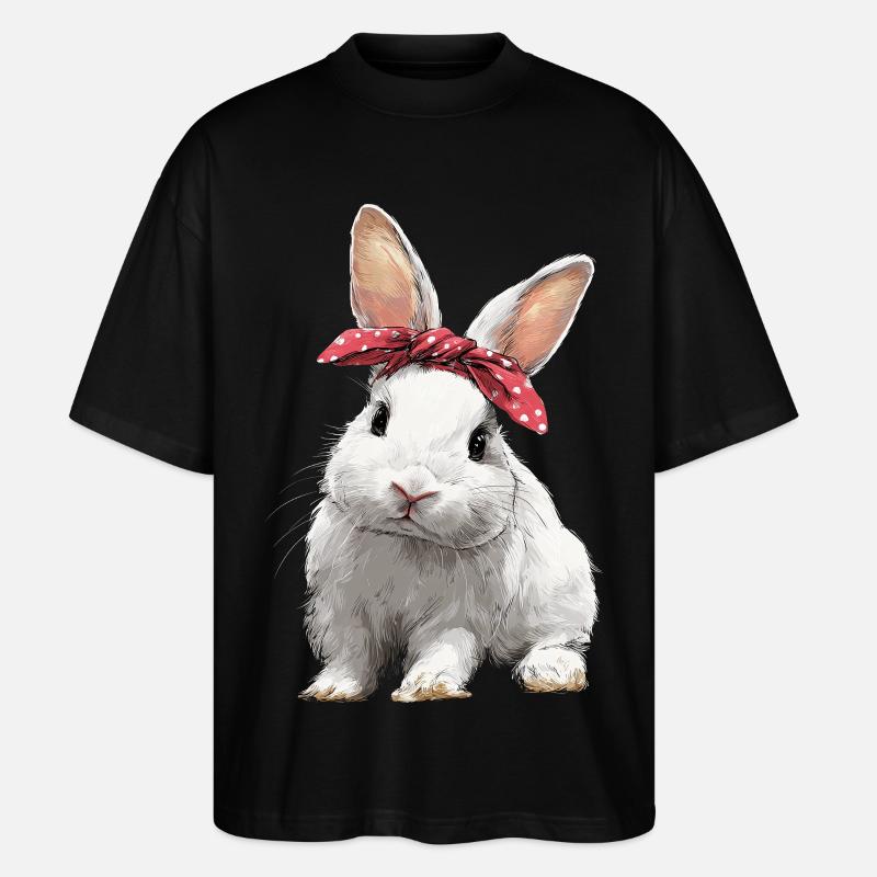 Bunny Rabbit Bow - Stanley/Stella Oversized Unisex Organic T-shirt Blaster 2.0 - black