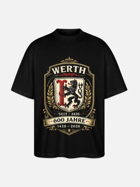 Werth 600 Jahre Wappen - Stanley/Stella Oversized Unisex Bio T-Shirt Blaster 2.0 - Schwarz