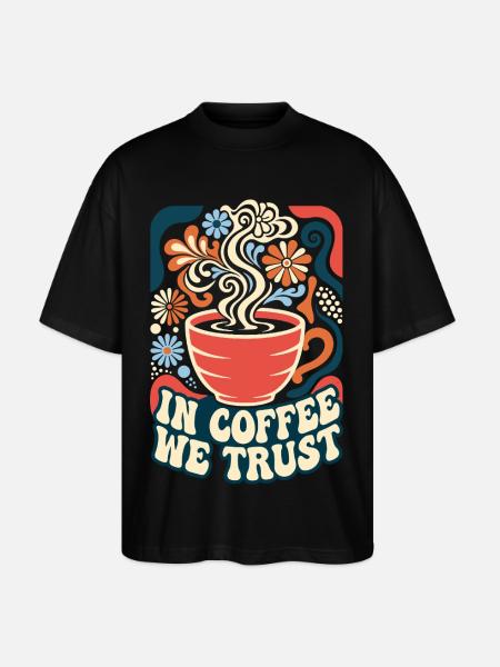 In Coffee We Trust Retro Kaffee - Stanley/Stella Oversized Unisex Bio T-Shirt Blaster 2.0 - Schwarz