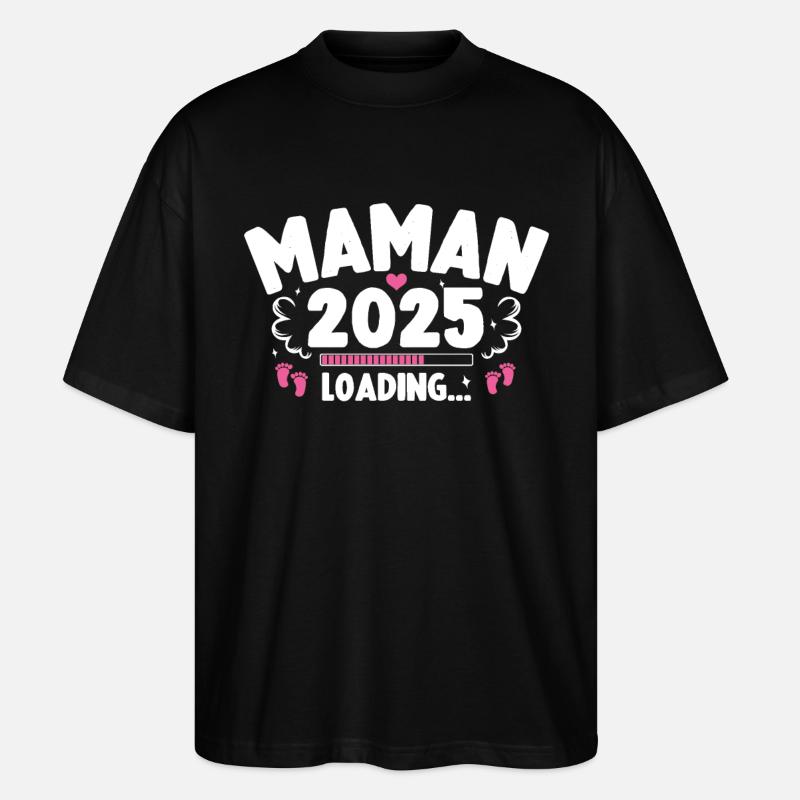 Bébé Grossesse Annonce Naissance Maman 2025 - T-shirt bio Blaster 2.0 coupe oversize Stanley/Stella Unisexe - noir