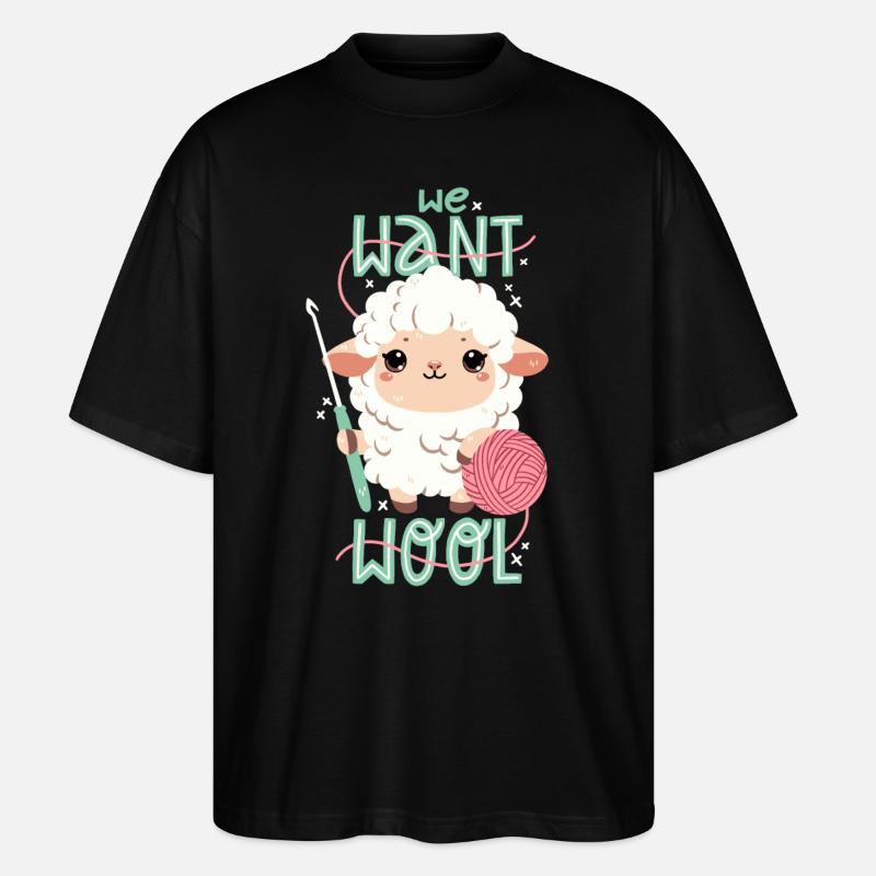 We want wool - Stanley/Stella Oversized Unisex Organic T-shirt Blaster 2.0 - black