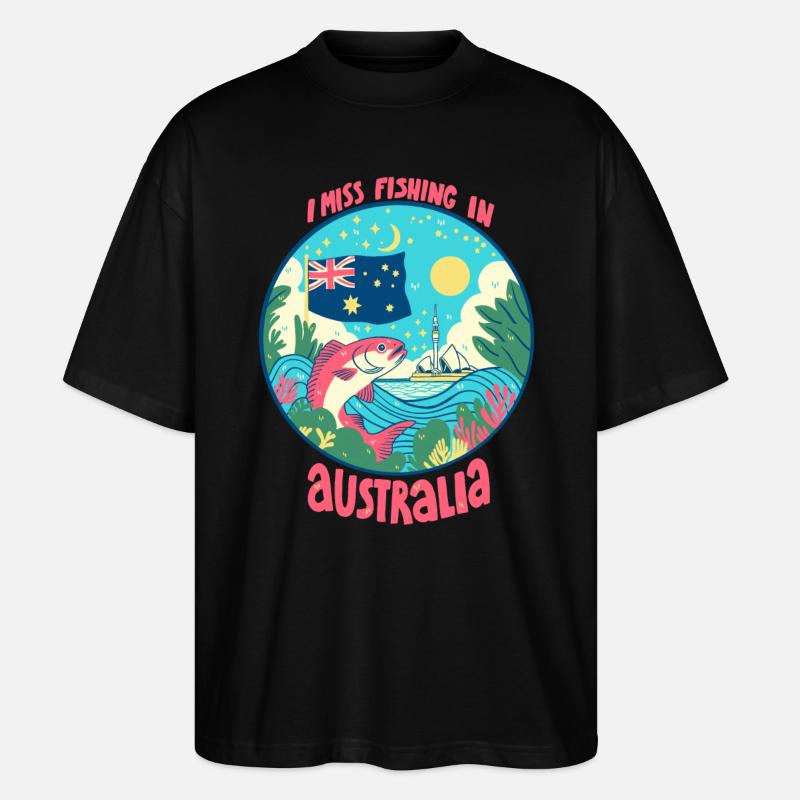Pêche en Australie - T-shirt bio Blaster 2.0 coupe oversize Stanley/Stella Unisexe - noir
