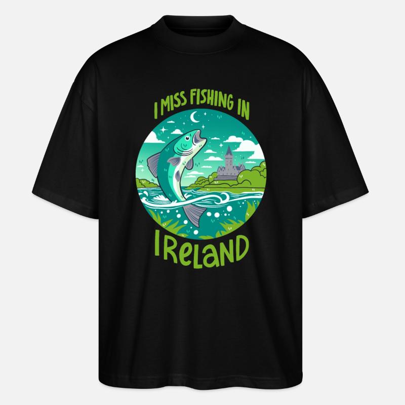 Pêche en Irlande - T-shirt bio Blaster 2.0 coupe oversize Stanley/Stella Unisexe - noir