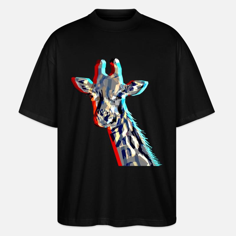 Girafe avec effet 3D - T-shirt bio Blaster 2.0 coupe oversize Stanley/Stella Unisexe - noir