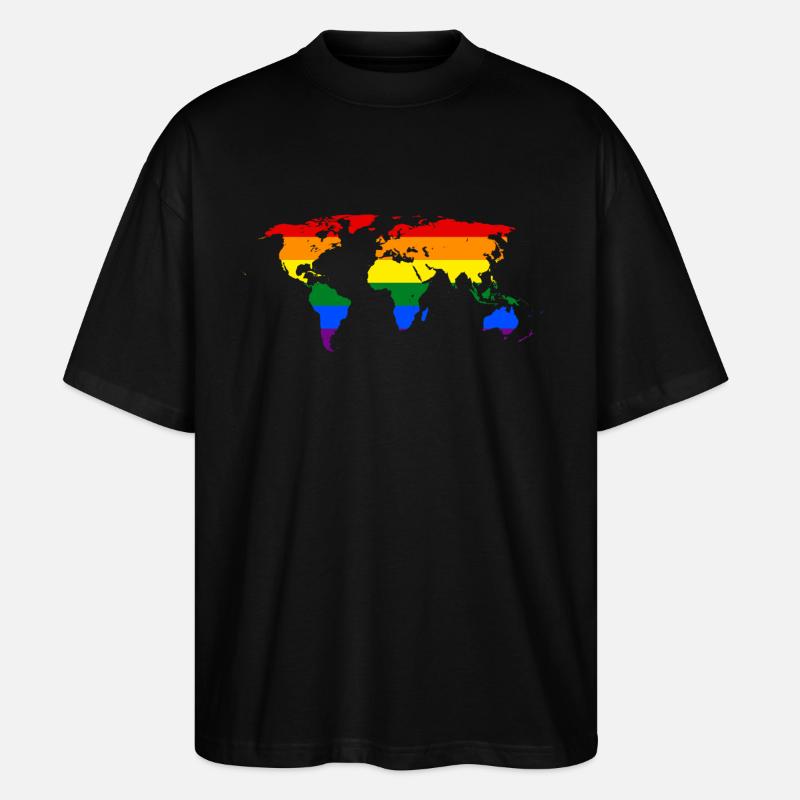 rainbow world map - Stanley/Stella Oversized Unisex Organic T-shirt Blaster 2.0 - black