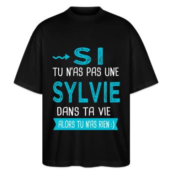 Sylvie Si tu n as pas une sylvie - T-shirt bio Blaster 2.0 coupe oversize Stanley/Stella Unisexe - noir - Devant - Alina (178cm) & Michal (187cm)