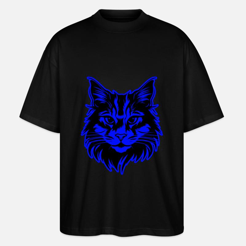 Katze Kopf Cat - Stanley/Stella Oversized Unisex Bio T-Shirt Blaster 2.0 - Schwarz